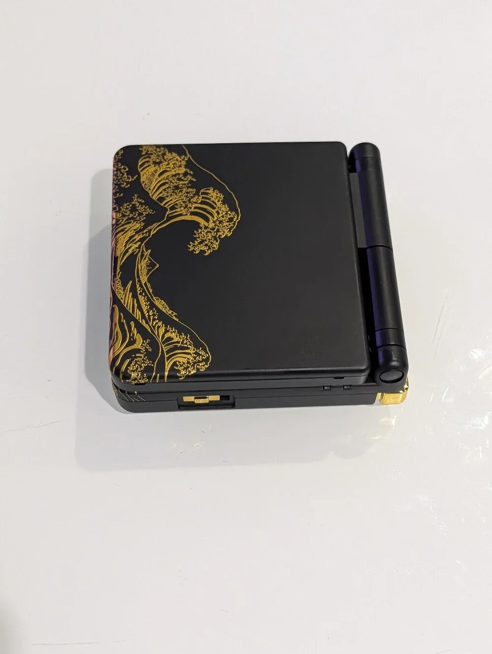 Great Wave Black & Gold Nintendo Game Boy Advance SP GBA SP with v5 IPS Screen